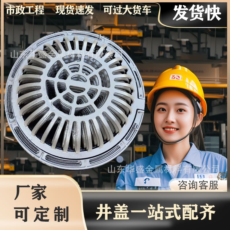 速发球墨铸铁井盖溢流电雨污0圆形井力市政轻型重型球磨沙井盖圆7