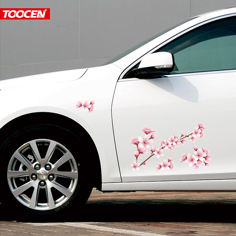 速发车花车贴创意个性桃门贴长条险保前杠划痕遮挡汽车疤痕贴遮盖