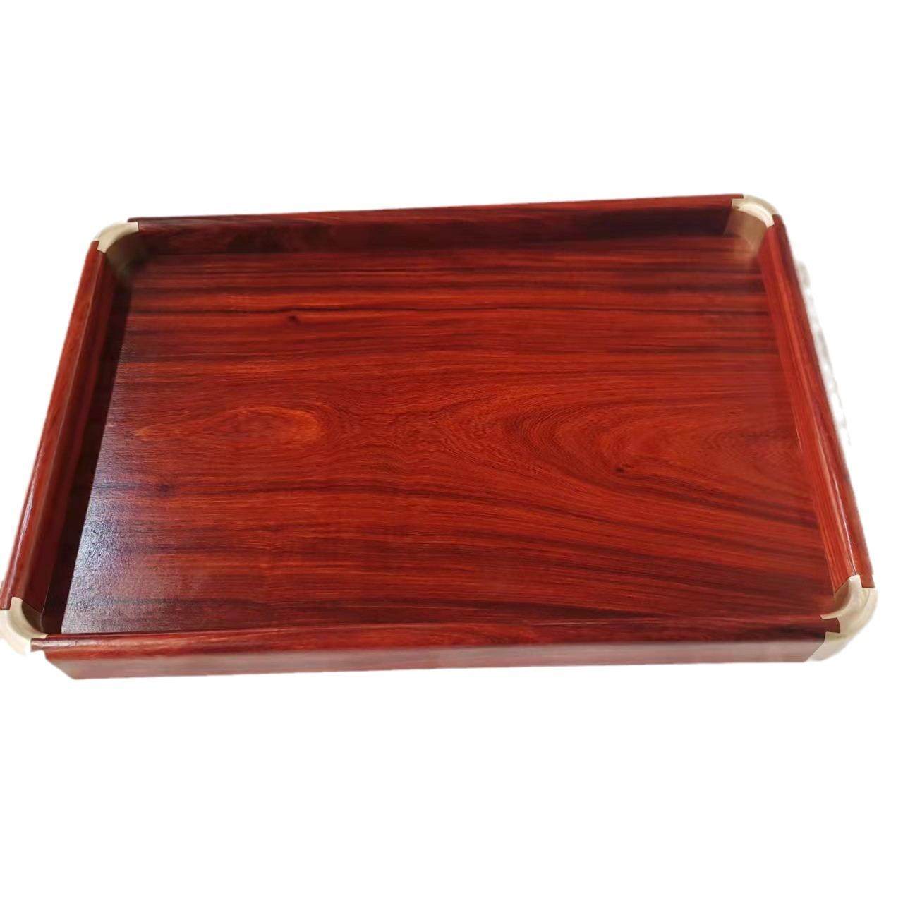 紫光檀托盘端茶木质独板托盘简约中式端菜收纳托盘
