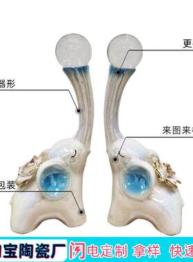 简约客厅电视酒柜家居装饰工艺品一对大象水晶球陶瓷摆件