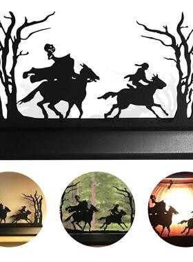 新款美式无头骑士人物剪影金属装饰黑色木摆件万圣礼品工艺品