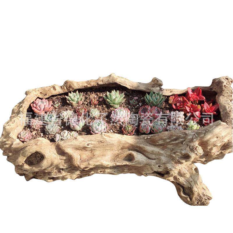 树脂仿木树根树头多肉大号花盆家居绿植拼盘摆饰可种菜盆盆景