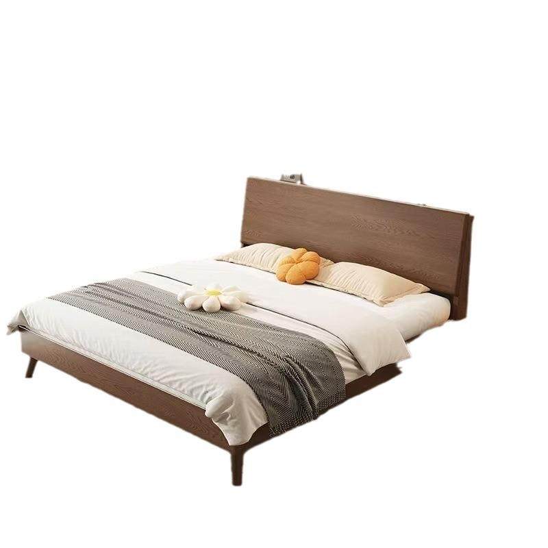 实木床胡桃色全实木1米8双人床主卧1.5m家用轻奢实木1米2单人床架