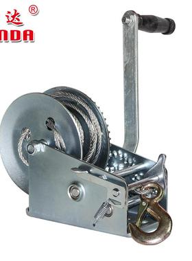 手摇绞盘小型便携卷扬机1200lbs手动绞车600磅钢丝绳手摇绞盘