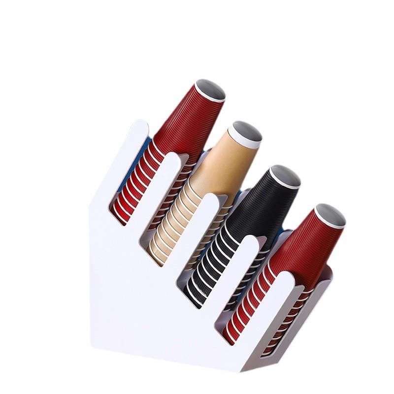 厂家白色亚克力杯架奶茶店纸杯架吧台一次性取杯架吸管收纳盒