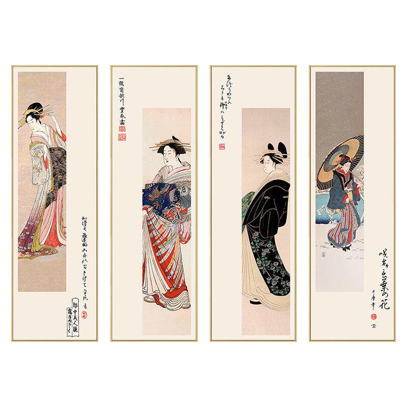 日式风格仕女图和风浮世绘日料餐厅挂画禅意日本居酒屋壁画家居
