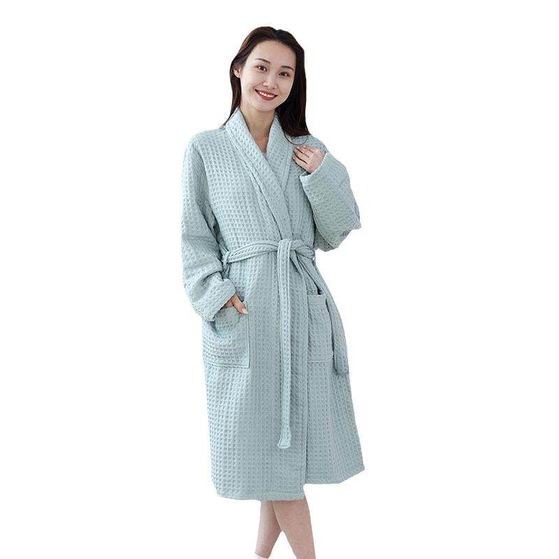 双层华夫格浴袍男士女士睡袍纯棉加厚居家浴衣厂家供应民宿浴袍
