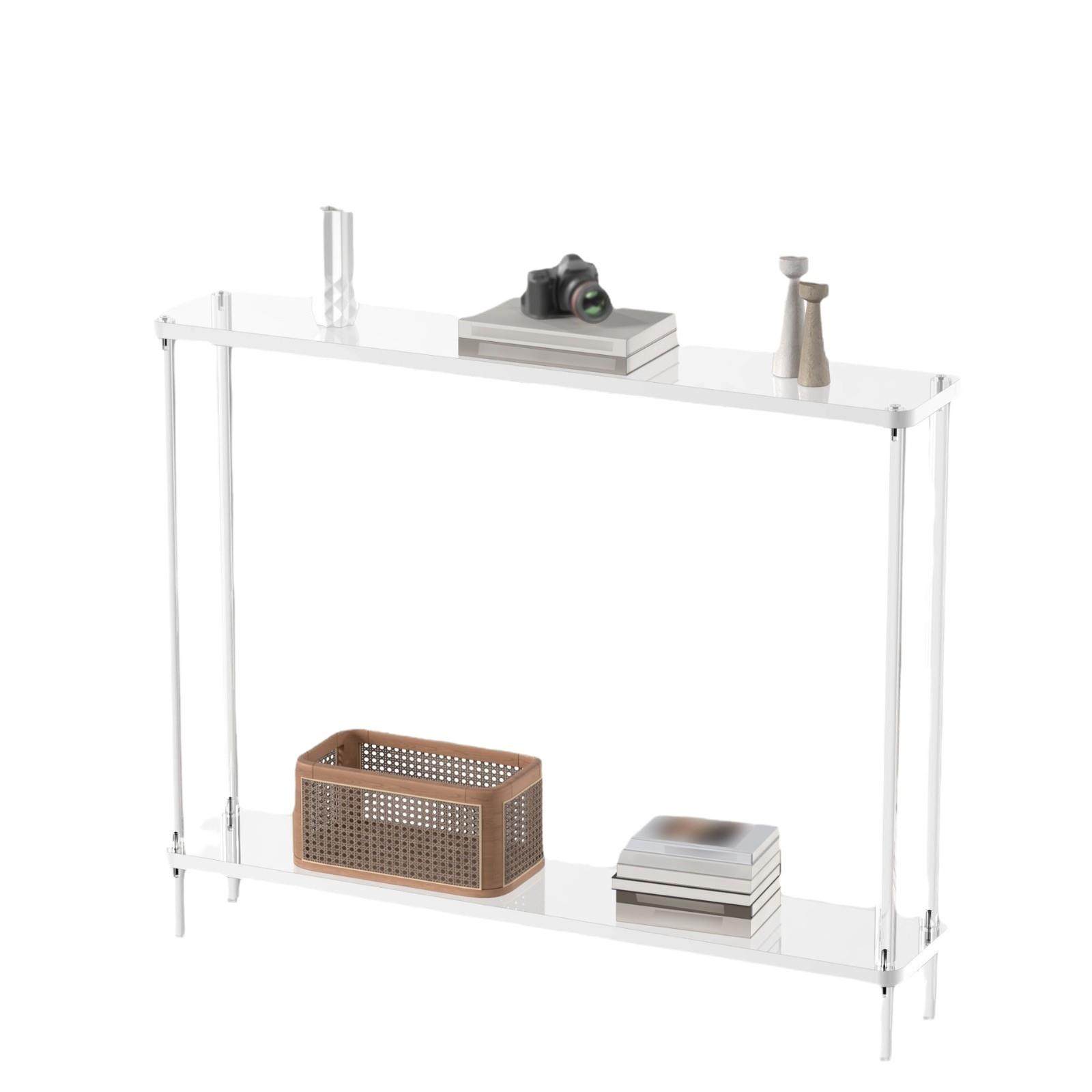 现货轻奢高级感亚克力玄关桌极窄长条桌透明水晶亚克力桌子可定制