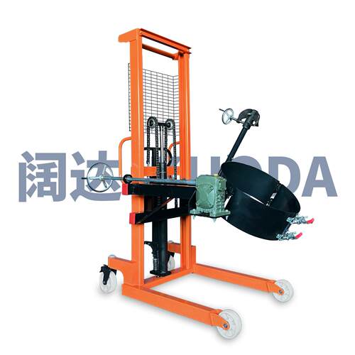 油桶倒料车升高车翻转车手动液压350kg1.4米叉车油桶升高倒料车