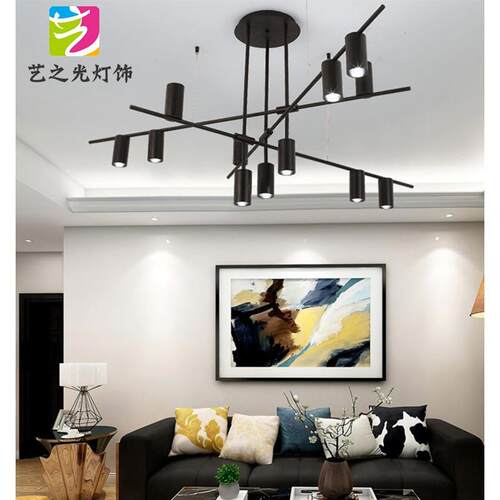 极简餐厅吊灯射灯现代简约北欧客厅横条轻奢创意长条餐桌吧台灯具