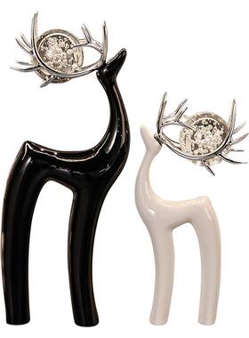 摆件小鹿轻奢高档高级感客厅酒柜电视柜家居装饰品现代福禄双至