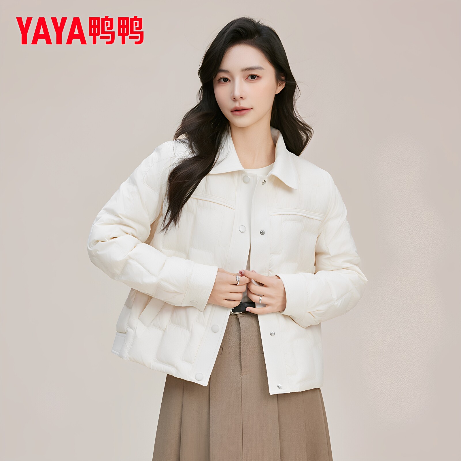 鸭鸭官方正品轻薄羽绒服女款2026年冬新款流行上衣服简约气质外套
