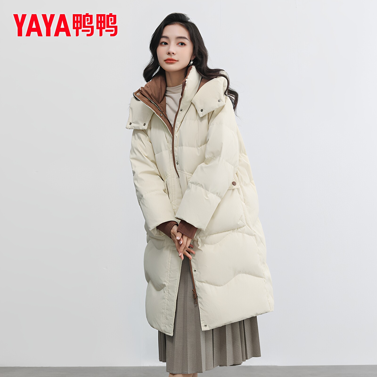 鸭鸭羽绒服女款中长款2026新款冬季时尚显瘦韩版宽松加厚冬装外套