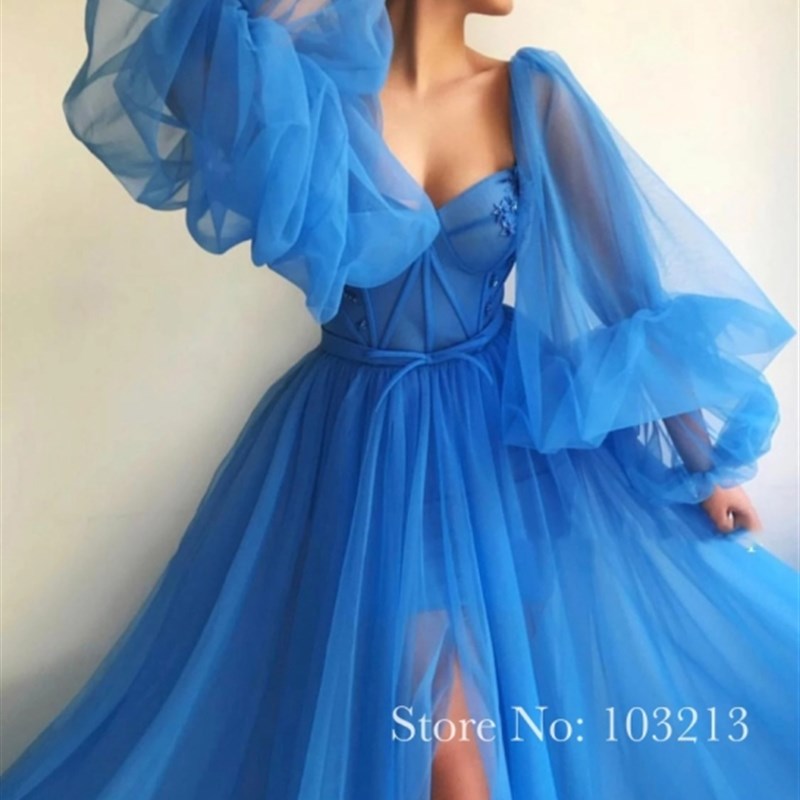 现货Blue Prom ees Swert Appliques Log Puff Sves Tul