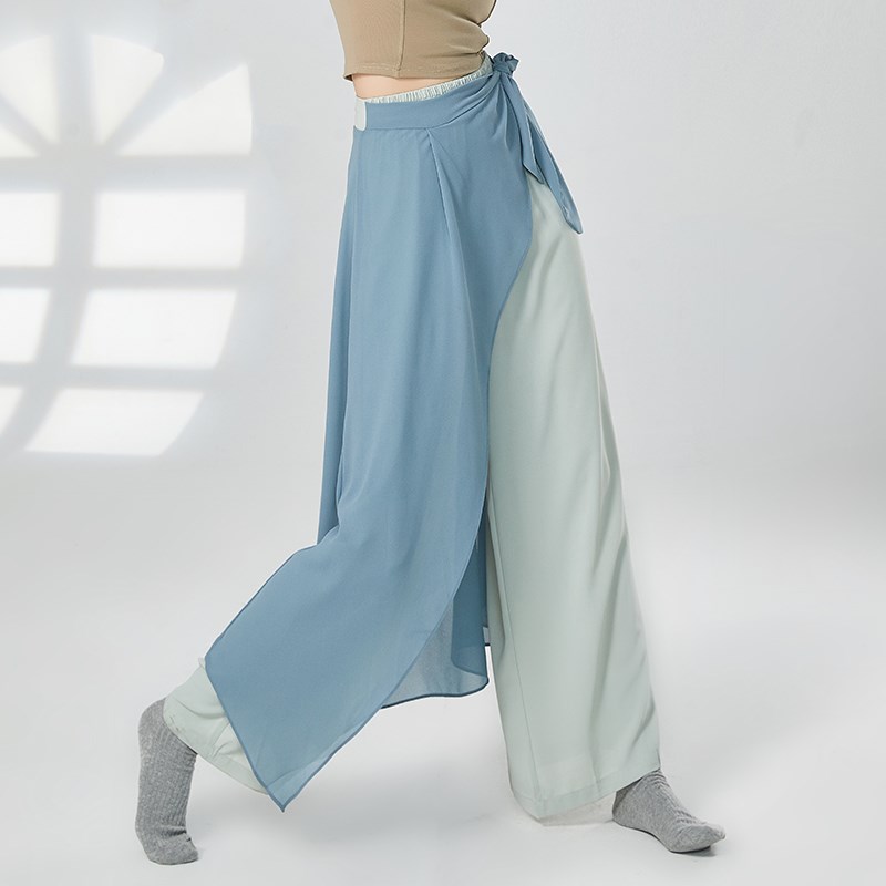 速发舞舞蹈宽裤松飘逸阔腿裤色撞裙裤中国舞古典舞演出服裤子