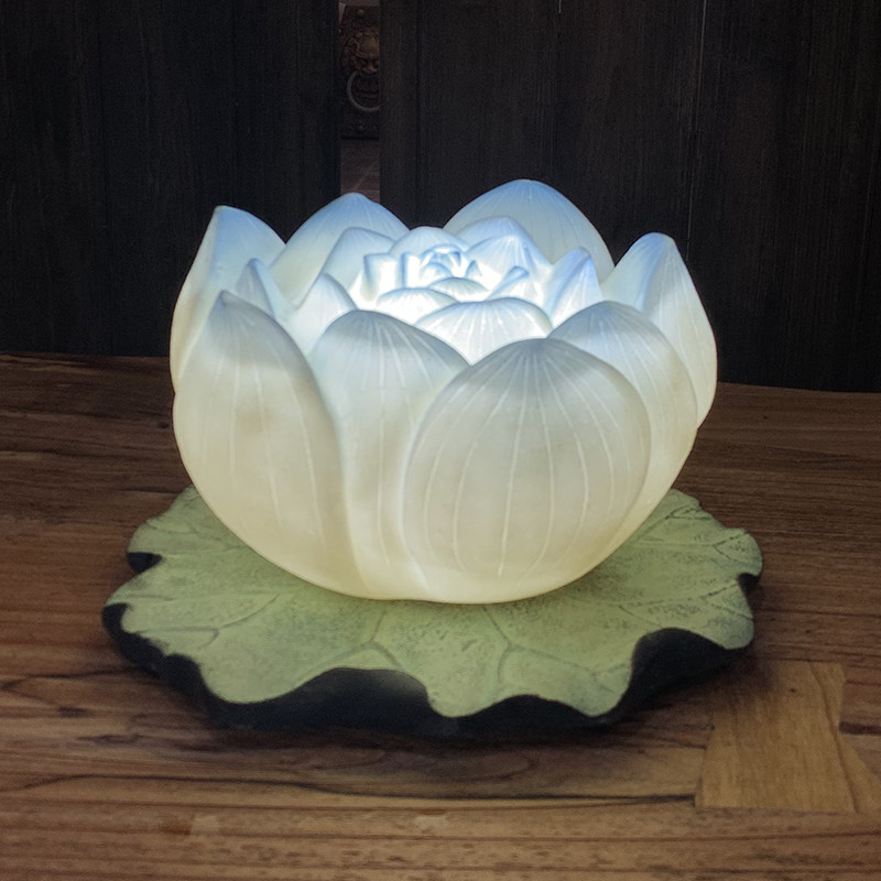 快速发货新中式莲花台灯禅意茶室布C置国风古代仿古床头卧室古风