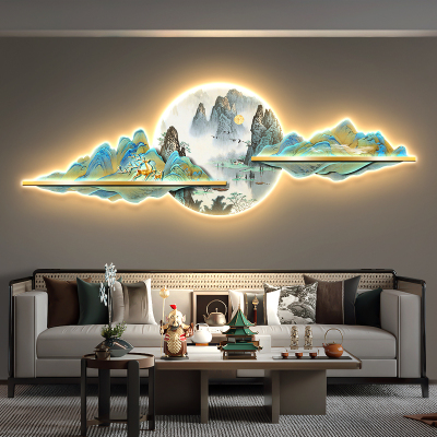 现货速发新中式客厅装饰画千里江山图沙发背景墙挂画轻奢山水中堂