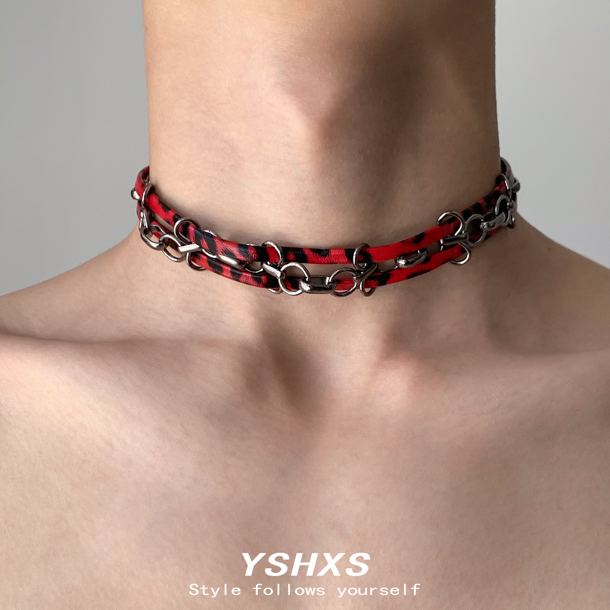 豹纹暗黑小众设计感甜酷颈链