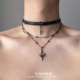 暗黑十字哥特多带项链女小众辣妹叠带双层项圈小众设计感choker