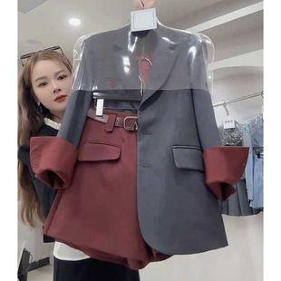 出席重要场合两件套装 2024新款 外套短裤 秋冬季 女 气场强大通勤西装
