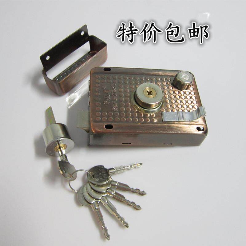 暗锁门锁老式门锁铁门锁9219锁铜芯锁三舌锁通用型防盗十字月牙锁
