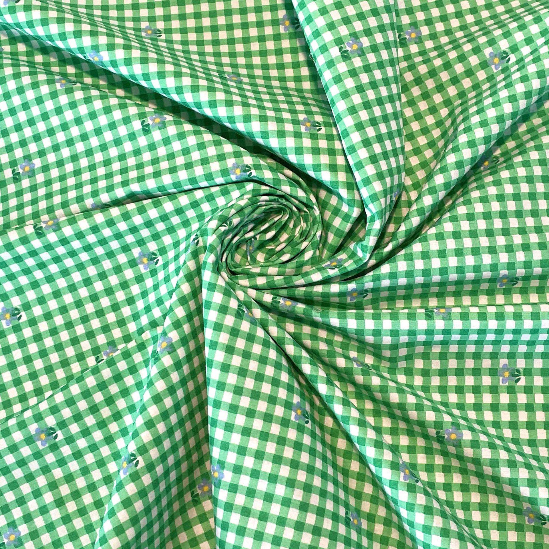 全棉60支仿天丝田园风格子花印花花布 小童童装连衣裙精梳棉面料