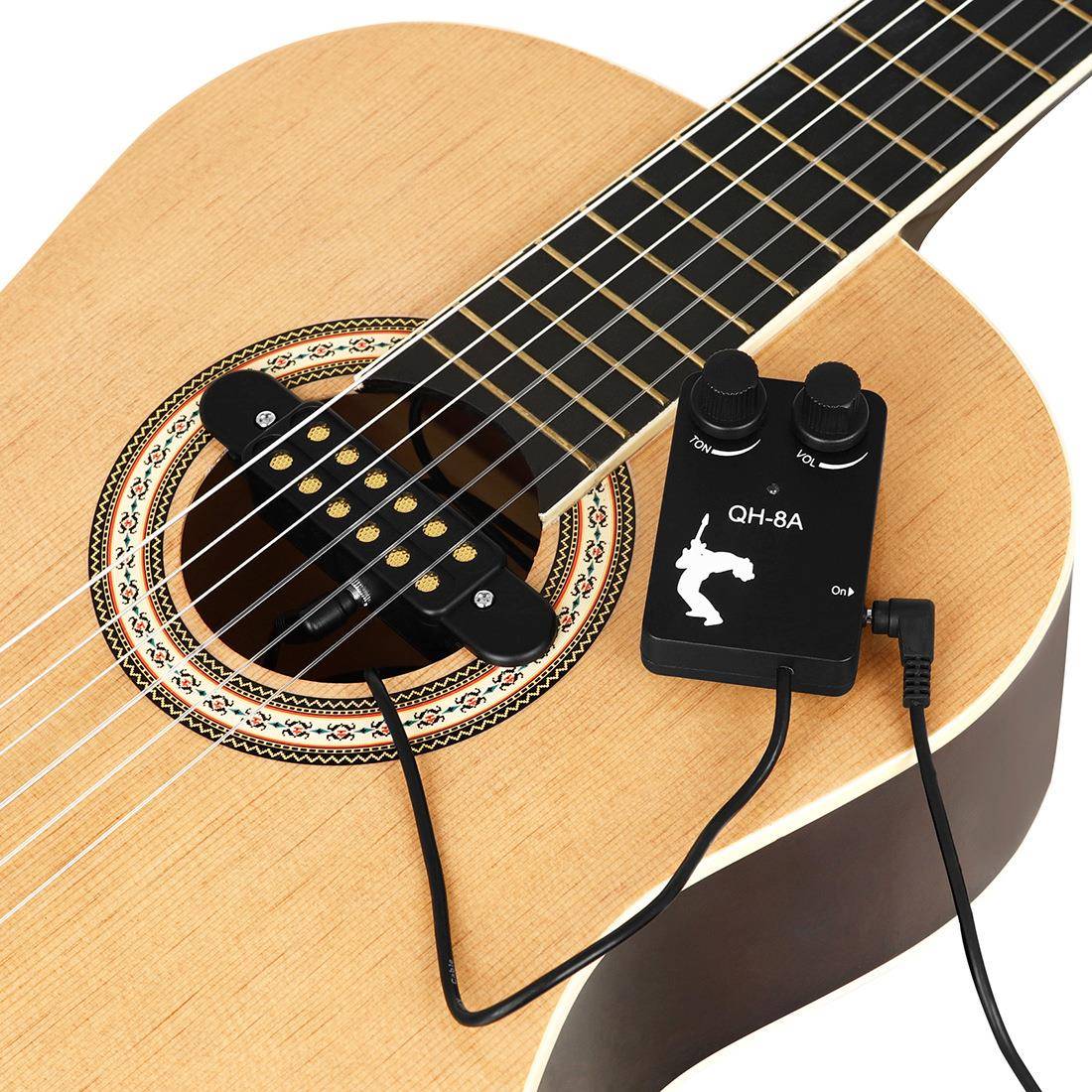 民谣吉他音孔拾音器古典木吉他免开孔磁性拾音器带连接线扩音器