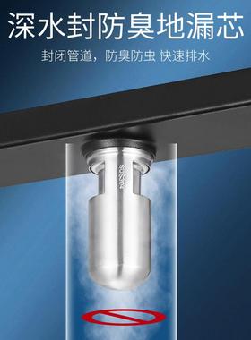黑色隐形地漏 304长地漏 酒店厕所DN50不锈钢地漏水封防臭