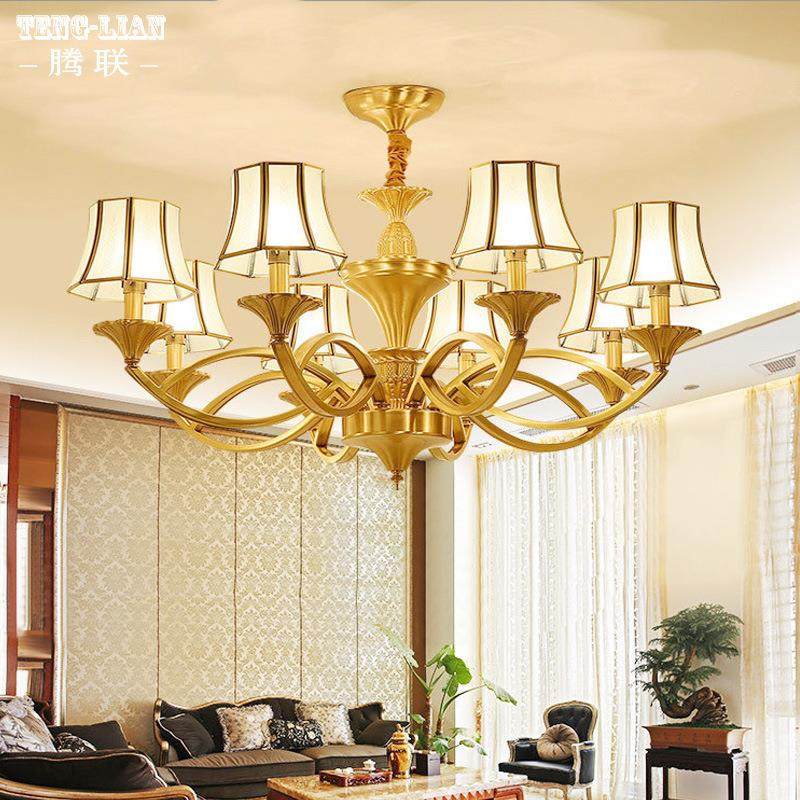 欧式全铜客厅吊灯大气餐厅卧室酒店工程别墅吊灯简约书房灯具,家装灯饰光源,智能吊灯,淘宝优惠券,粉丝福利购,淘宝优惠卷
