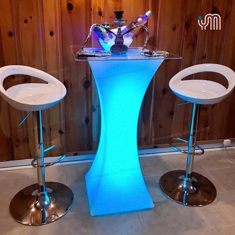 厂家塑料一体方形桌LED发光小蛮腰桌子酒店桌椅晚会酒吧茶几