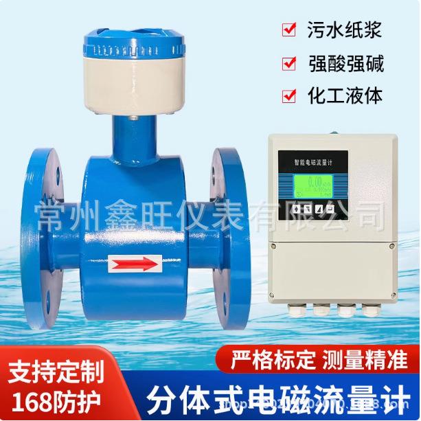 鑫水电旺LDE-600四氟衬里磁流量计分体式电插入式生ZLC活污水磁计