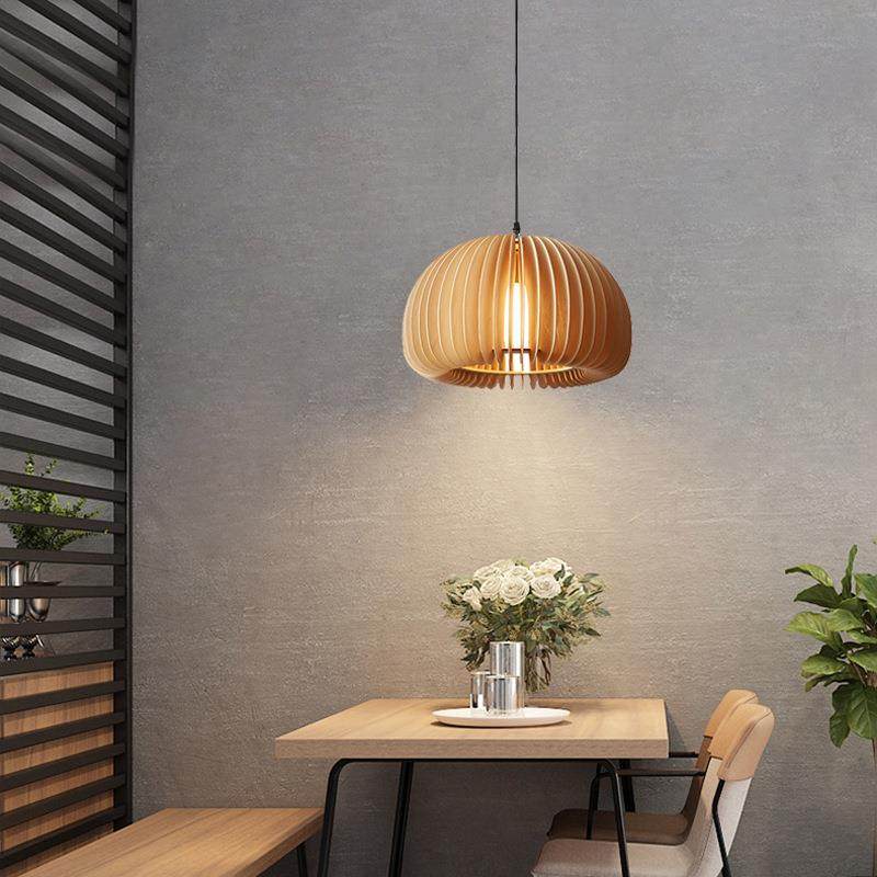 餐厅灯2022年新款日式现代简约实木民宿卧室床头书房复古南瓜吊灯,家装灯饰光源,智能吊灯,淘宝优惠券,粉丝福利购,淘宝优惠卷