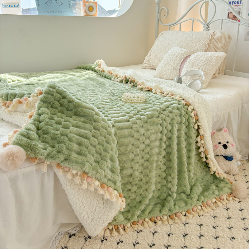 冬季双面暖阳绒加厚办公室午睡小毯沙发披肩盖毯办公保暖小毯子