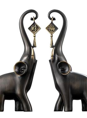 源头工厂黄铜大象摆件一对家居装饰开业礼品纯铜工艺品摆件高级感