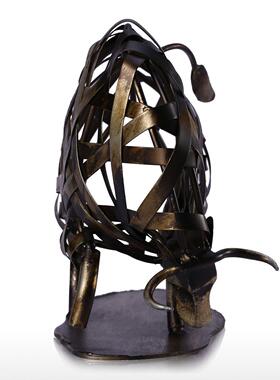 工艺品编织牛复古创意摆件家居金属装饰工艺品客厅摆件铁艺