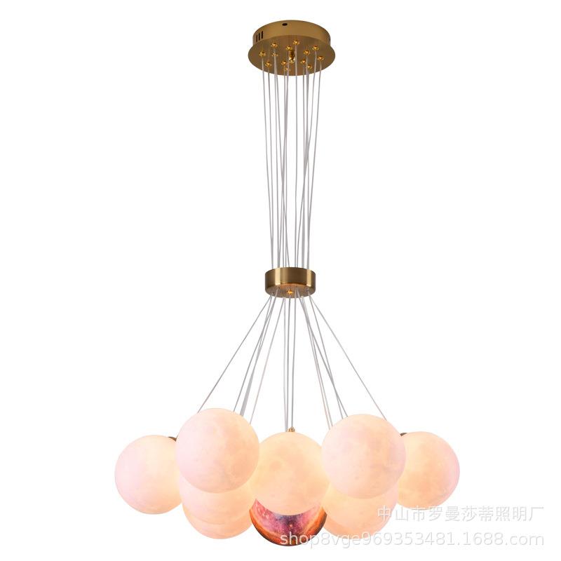 北欧客厅餐厅吊灯设801计室师房创意3D星球月灯儿童卧灯泡泡球球