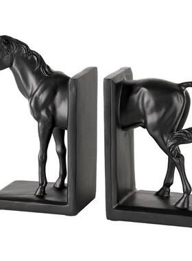 现代新中式动物马书挡摆件书房办公室书柜书架客厅玄关柜软装饰品