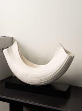 意式极简抽象艺术半圆船形摆件酒店办公室玄关桌面创意家居工艺品