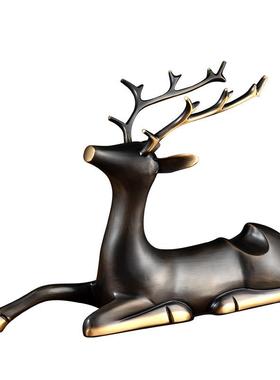 创意铜鹿酒架摆件客厅装饰品铜制工艺品酒柜家居饰品鹿型红酒架
