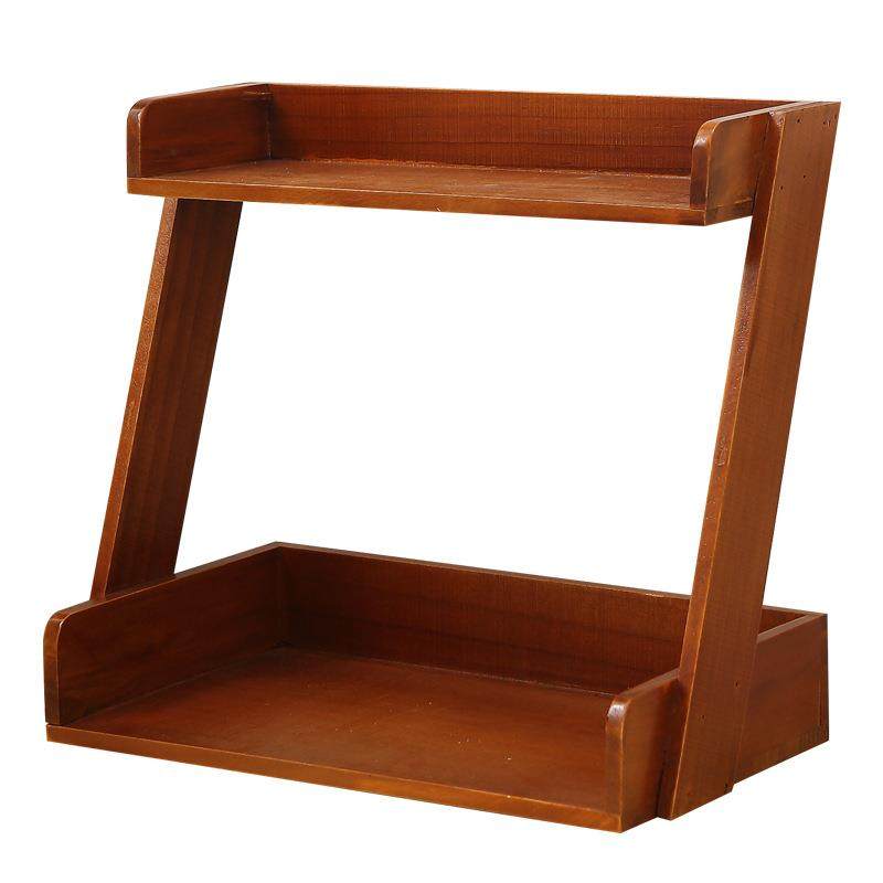 实木复古双层桌面化妆品香水面膜收纳盒小书架厨房多肉陈列展示架,收纳整理,书桌收纳置物架,淘宝优惠券,粉丝福利购,淘宝优惠卷