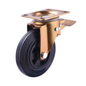 户外环卫脚轮6寸8寸橡胶坚固耐磨带刹车镀金支架工业垃圾桶轮