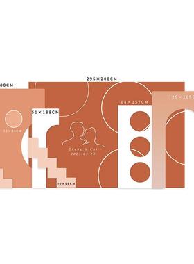 橙色婚宴大型纯色多层整套婚礼布置中国风立体泡沫背景板订婚KT板