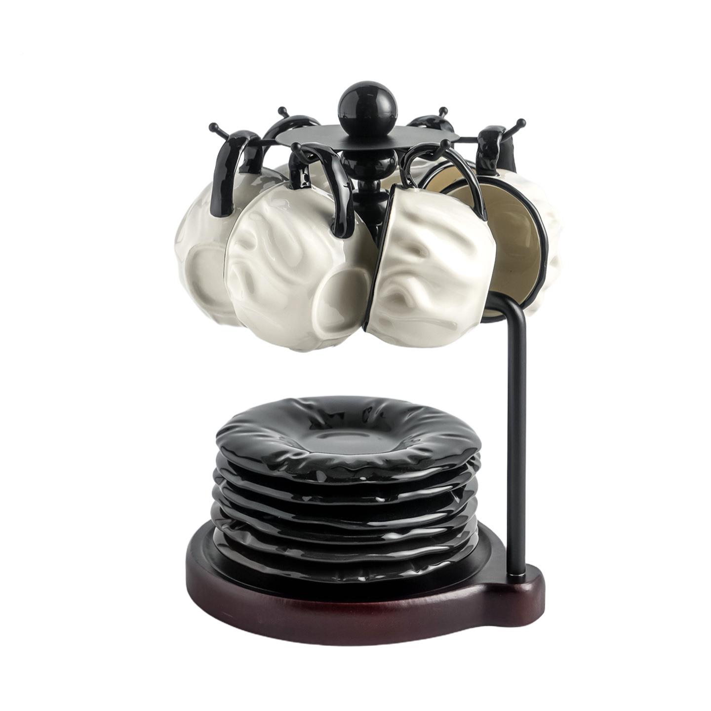 轻奢北欧风陶瓷耐高温客乔厅待商客迁褶皱水杯日务礼生品高级感冷