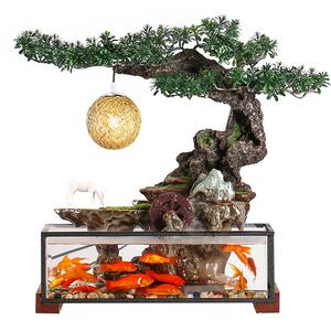 创意招财流水鱼缸造景摆件喷泉流水中式桌面办公室乔迁开业礼品