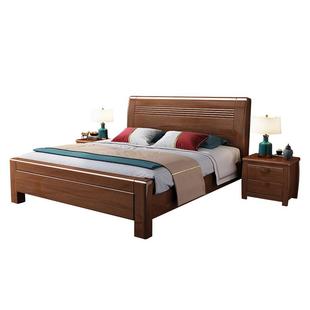 新中式 实木床1.8米大床1.5M双人床经济型简约现代家具主卧室储物