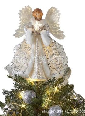 新品树脂工艺发光白衣天使魔法棒天使树脂工艺加布艺工艺结合