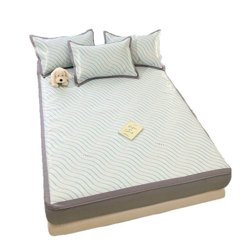 新款小清新数码印花冰丝席床笠款小清新冰丝席家用可折叠床笠单席,床上用品,冰丝席,淘宝优惠券,粉丝福利购,淘宝优惠卷