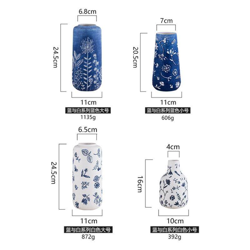 青花瓷花瓶陶瓷复古花瓶蔚蓝之境插花装饰摆件手绘浮雕花瓶花器,橡塑材料及制品,工业陶瓷,淘宝优惠券,粉丝福利购,淘宝优惠卷