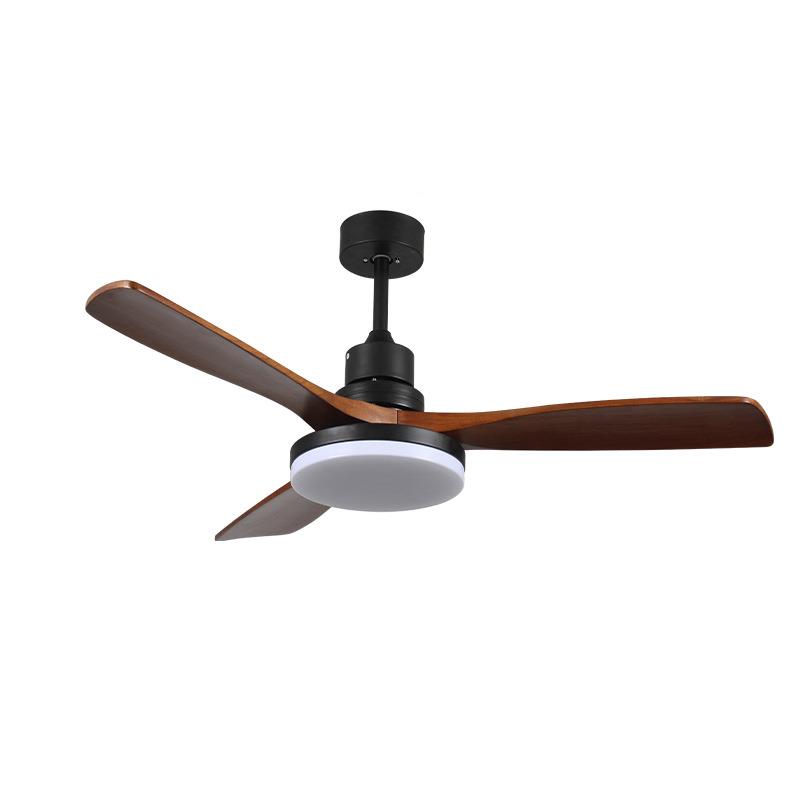 实复古电餐厅风扇灯家用智能频客厅扇灯全木光变谱卧室一体吊扇灯