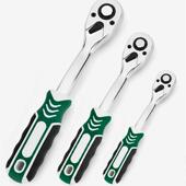 工业3件套棘轮扳手扳手套装 快速全套筒扳手两用万能汽修工具扳手